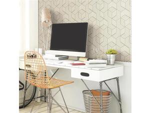 Roommates RMK10704WP Stripped Hexagon Peel & Stick Wallpaper, White & Gold Roommates RMK10704WP Stripped Hexagon Peel & Stick Wallpaper, White & Gold