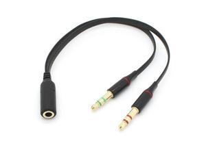 Single 3.5mm Female 4-conductor (TRRS) Jack to Dual 3.5mm Male 3-conductor (TRS) Microphone + Audio Plug Headphone Headset Splitter Cable for PC/Old-Laptop Black Single 3.5mm Female 4-conductor (TRRS) Jack to Dual 3.5mm Male 3-conductor (TRS) Microphone + Audio Plug Headphone Headset Splitter Cable for PC/Old-Laptop Black