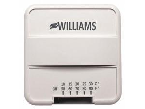 WILLIAMS COMFORT PRODUCTS P322016 Wall Mount Thermostat,1V,Surface WILLIAMS COMFORT PRODUCTS P322016 Wall Mount Thermostat,1V,Surface