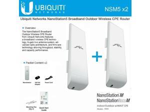 Ubiquiti NSM5 Bundle of 2 NanoStation M5 5GHz Outdoor airMAX CPE 150+Mbps 15+km Ubiquiti NSM5 Bundle of 2 NanoStation M5 5GHz Outdoor airMAX CPE 150+Mbps 15+km