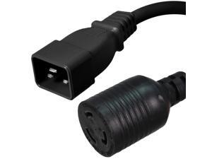 Ironbox C20 to L6-20R Power Cord - Black - 1 Foot - 20A/250V - 12/3 SJT - IBX-1533-01 Ironbox C20 to L6-20R Power Cord - Black - 1 Foot - 20A/250V - 12/3 SJT - IBX-1533-01