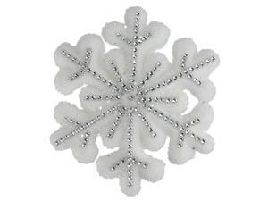 6.75" White and Silver Glittery Snowflake Hanging Christmas Decor 6.75" White and Silver Glittery Snowflake Hanging Christmas Decor