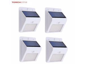 TORCHSTAR Solar Motion Lights, Outdoor LED Solar Motion Lights, White, Pack of 4 TORCHSTAR Solar Motion Lights, Outdoor LED Solar Motion Lights, White, Pack of 4