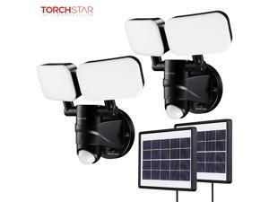 TORCHSTAR LED Solar Motion Sensor Light, Dual-Head Adjustable Heads Security Floodlight, Auto Mode & ON-OFF Mode, for Garages, Porches, Yards, Warehouses, Pack of 2 TORCHSTAR LED Solar Motion Sensor Light, Dual-Head Adjustable Heads Security Floodlight, Auto Mode & ON-OFF Mode, for Garages, Porches, Yards, Warehouses, Pack of 2