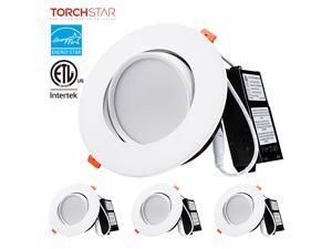 TORCHSTAR 13.5W 6 Inch Gimbal LED Recessed Light with Junction Box Air Tight, CRI90+ 3000K, Dimmable Directional Ceiling Light, 800lm, ETL, Energy Star, JA8 & T24 Listed, 5-Year Warranty, Pack of 4 TORCHSTAR 13.5W 6 Inch Gimbal LED Recessed Light with Junction Box Air Tight, CRI90+ 3000K, Dimmable Directional Ceiling Light, 800lm, ETL, Energy Star, JA8 & T24 Listed, 5-Year Warranty, Pack of 4