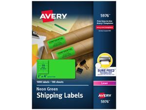 Avery Neon Shipping Label Laser 2 x 4 Neon Green 1000/Box 5976 Avery Neon Shipping Label Laser 2 x 4 Neon Green 1000/Box 5976
