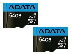 2 x ADATA 64GB Premier microSDXC UHS-I / Class 10 V10 A1 Memory Card with SD Adapter, Speed Up to 100MB/s (AUSDX64GUICL10A1-RA1) 2 x ADATA 64GB Premier microSDXC UHS-I / Class 10 V10 A1 Memory Card with SD Adapter, Speed Up to 100MB/s (AUSDX64GUICL10A1-RA1)