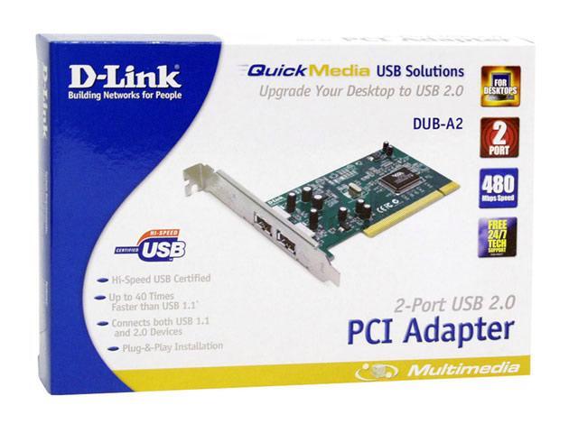 D+Link+High+Speed+USB+2+0+2+Port+PCI+Adapter+Model+DUB+A2