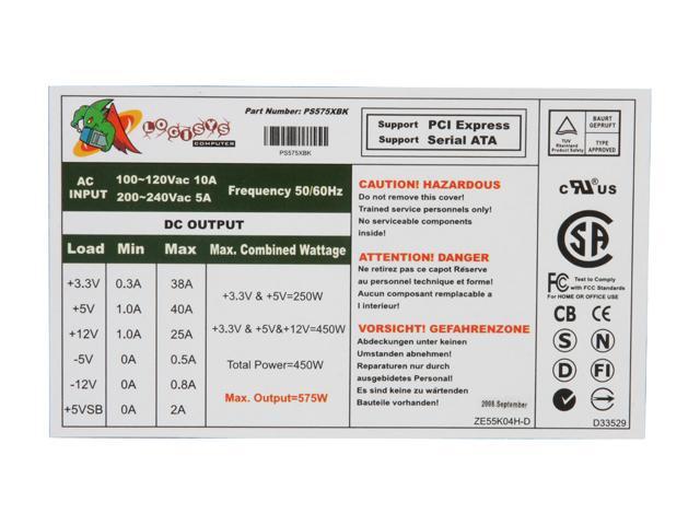 LOGISYS Computer PS575XBK 575W Power Supply