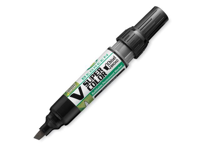 Pilot V Super Color Begreen Marker Chisel Tip Refillable Black