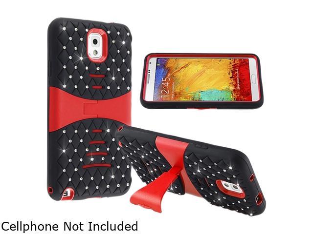 Insten Black Skin Red Hard Hybrid Spot Diamond With Level Stand Case