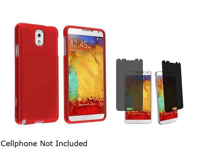 Insten Red Hard Rubber Coated Case With Privacy Screen Cover For Galaxy