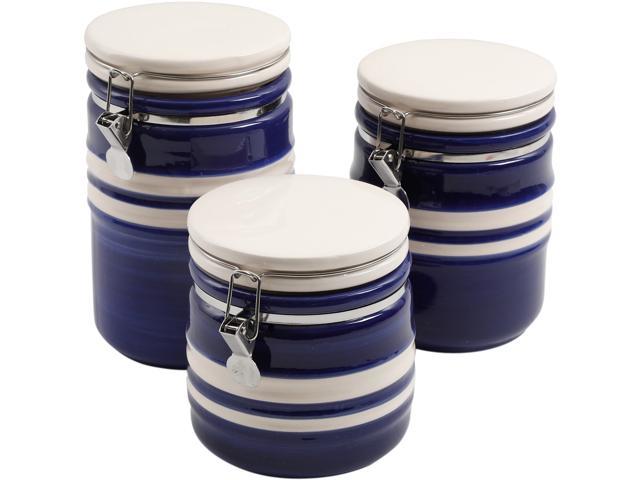 Gibson Home 113119 03 Just Dine Bistro Edge 3 Piece Canister Set Blue