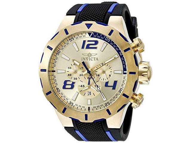 Invicta Men S S Rally Chrono Black Polyurethane Gold Tone Dial