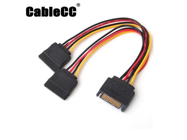 Cablecc SATA II Hard Disk Power Male To 2 Female Splitter Y 1 To 2