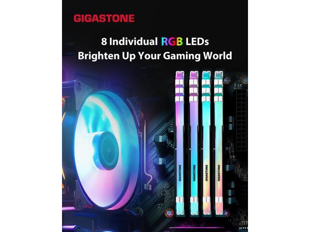 GIGASTONE DDR4 RAM White RGB Game Turbo Desktop RAM 32GB 2x16GB DDR4