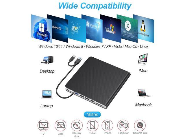 External CD DVD Drive 7 In 1 USB 3 0 Type C DVD CD RW ROM Drive