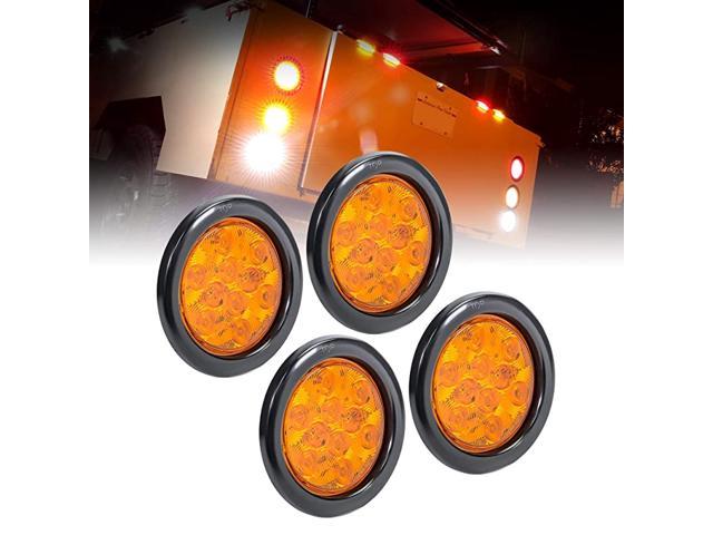 4quot Round Amber LED Trailer Tail Lights DOT Certified Grommet