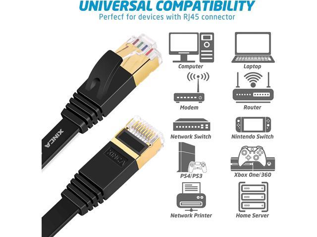 Xinca Cat Ethernet Cable Lnternet Network Flat Patch Cord Ft Black