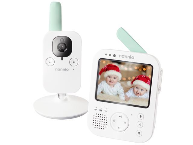 NANNIO Hero3 Video Baby Monitor with Vibration Alerts for Hearing Impaired Parents, Baby-Safe Night Light, 5 Preloaded Lullabies, Temperature Sensor