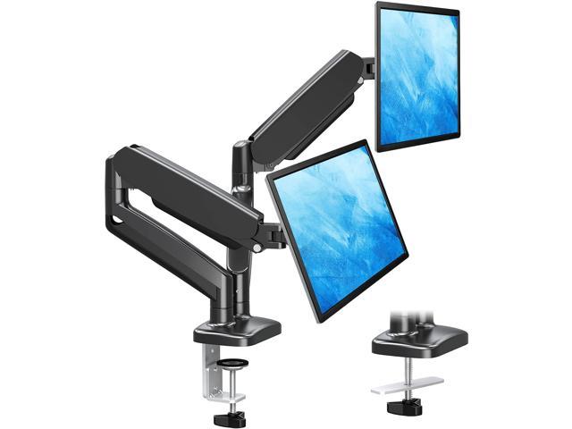 Dual Monitor Stand, Fully Adjustable Gas Spring Dual Monitor Mount, Monitor Desk Mount with C Clamp, Grommet Mounting Base, Double Monitor Arm for 2 Computer Screen up to 32 Inch - Black