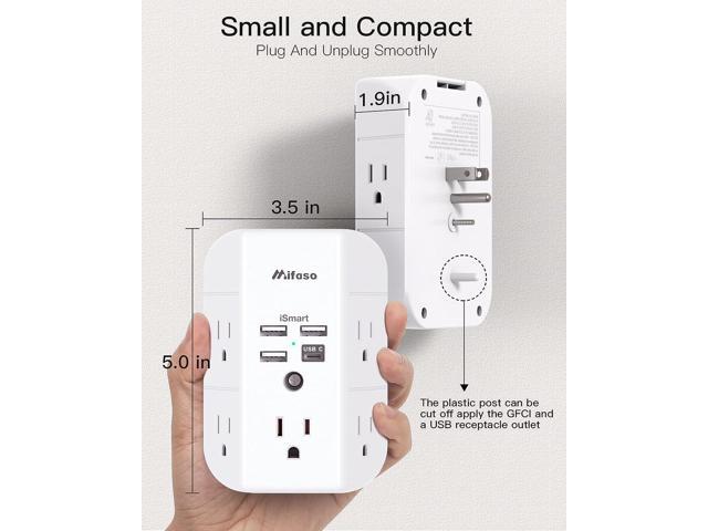 Mifaso In Wall Outlet Extender With Usb Ports Outlet Splitter Surge