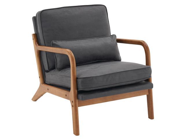 QXDRAGON Mid Century Modern Accent Chair With Wood Frame Upholstered