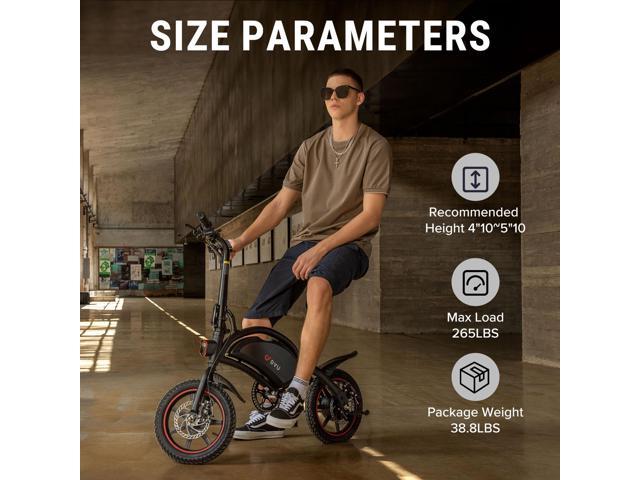 DYU 14 Folding Electric Bike For Adults Teens 15 5MPH Cruiser E Bike