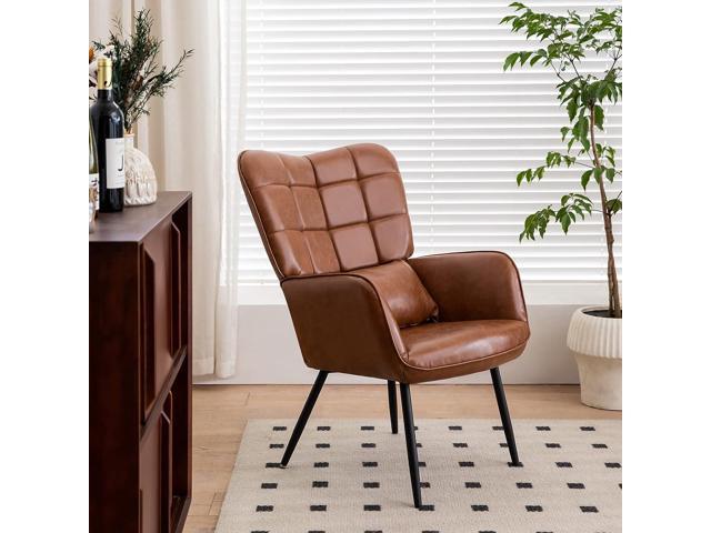 Mffm Leather Armchair Modern Accent Chair High Back Living Room