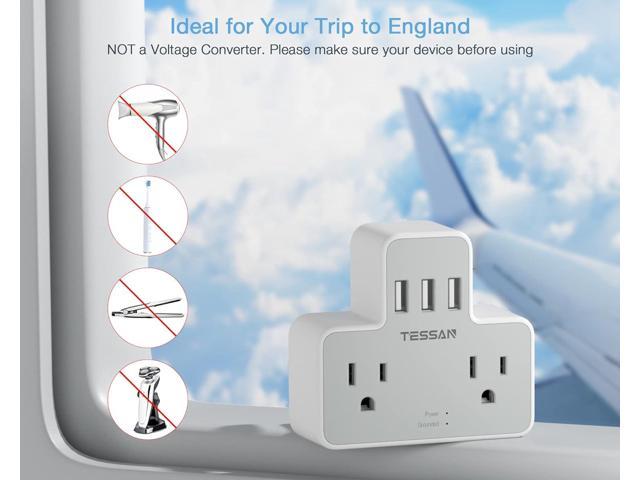 Us To Uk Plug Adapter Tessan Type G Power Converter With Outlets