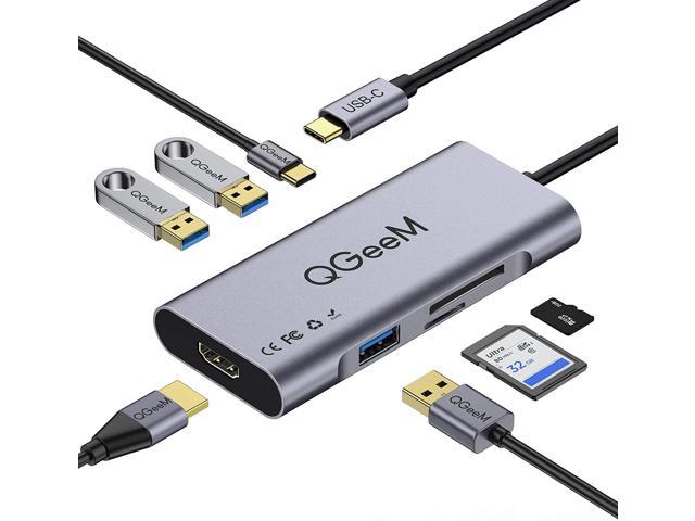 USB C Hub HDMI Adapter QGeeM 7 In 1 Type C Hub To HDMI 4k 3 USB 3 0