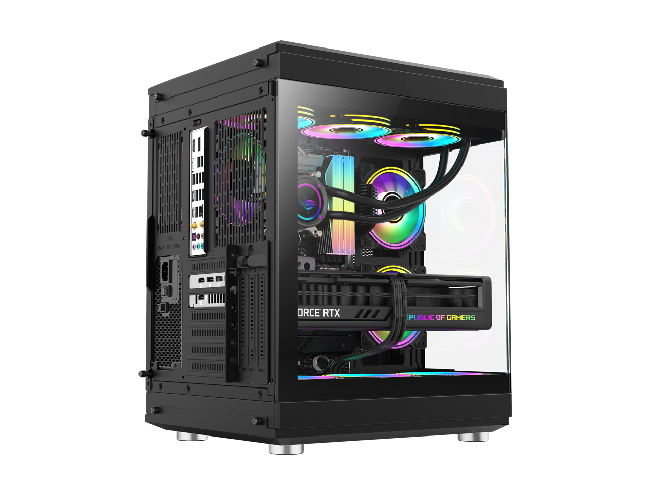 GAMEMAX HYPE BLACK USB3 0 Type C Panoramic Tempered Glass ATX Mid Tower