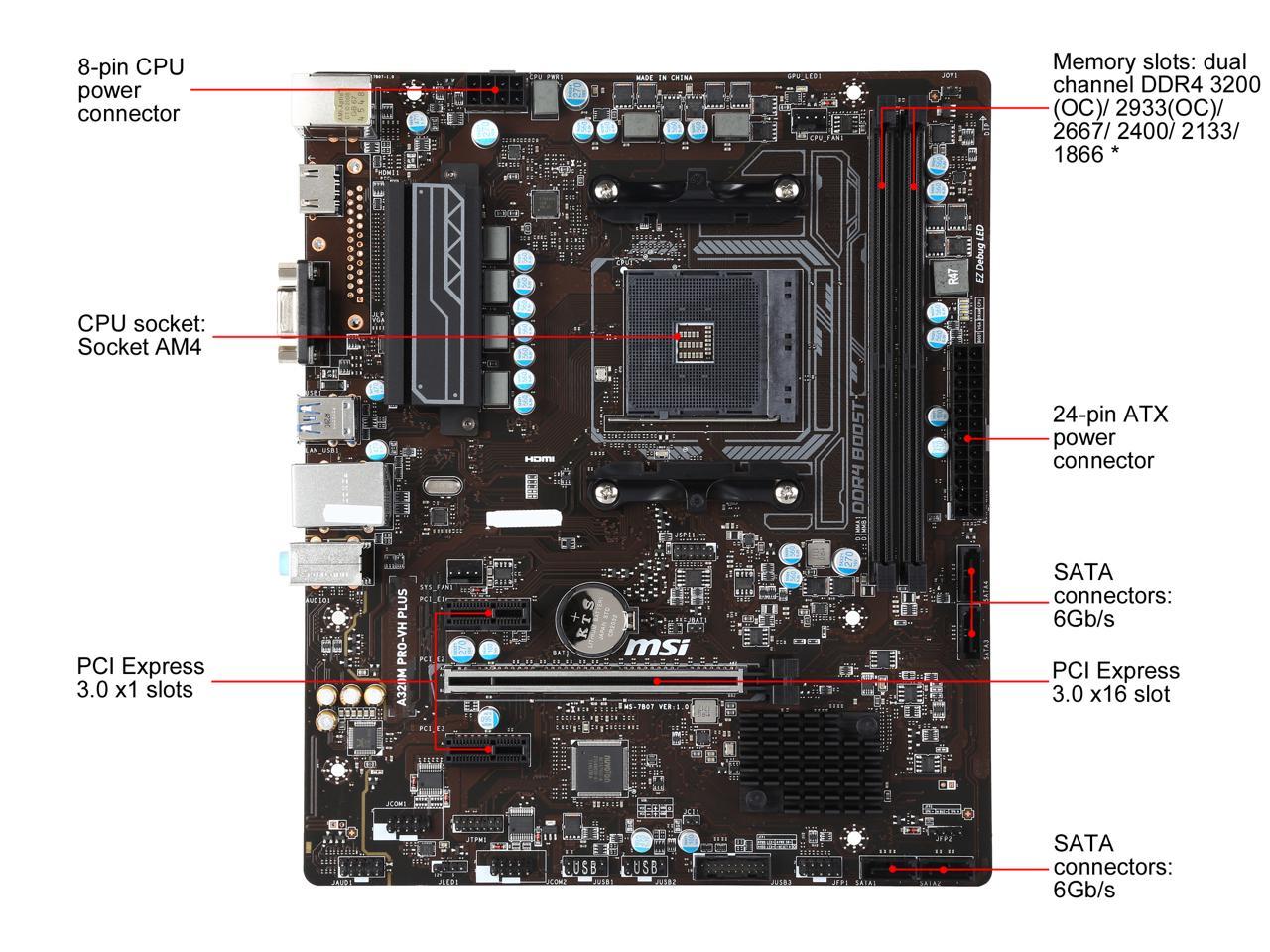 Msi A M Pro Vh Plus Am Micro Atx Amd Motherboard Newegg Ca