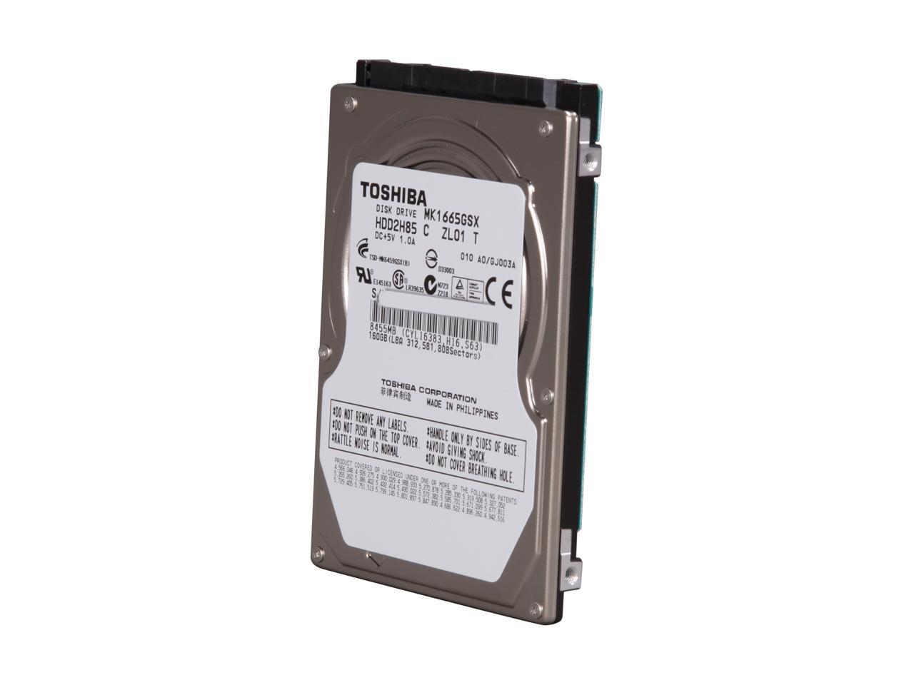 TOSHIBA MK1665GSX 160GB 5400 RPM 8MB Cache SATA 3 0Gb S 2 5 Internal