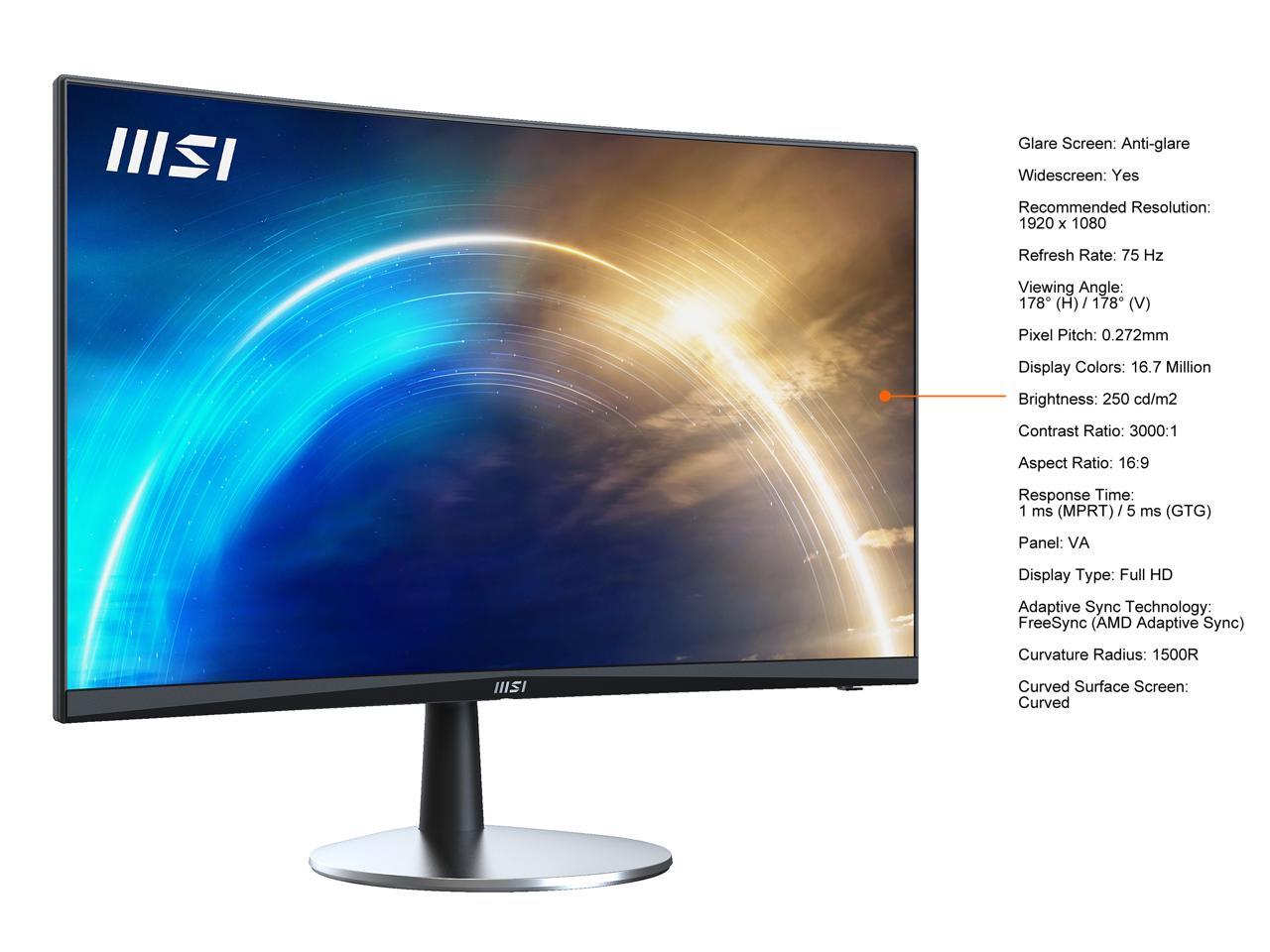 MSI Pro MP242C 24 FHD 1920 X 1080 75 Hz D Sub HDMI FreeSync AMD