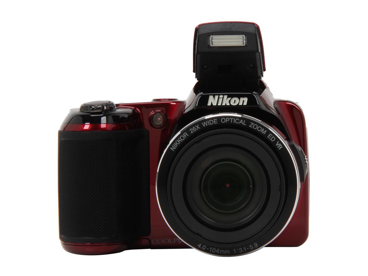 Nikon Coolpix L Red Mp Wide Angle Digital Camera Hdtv Output