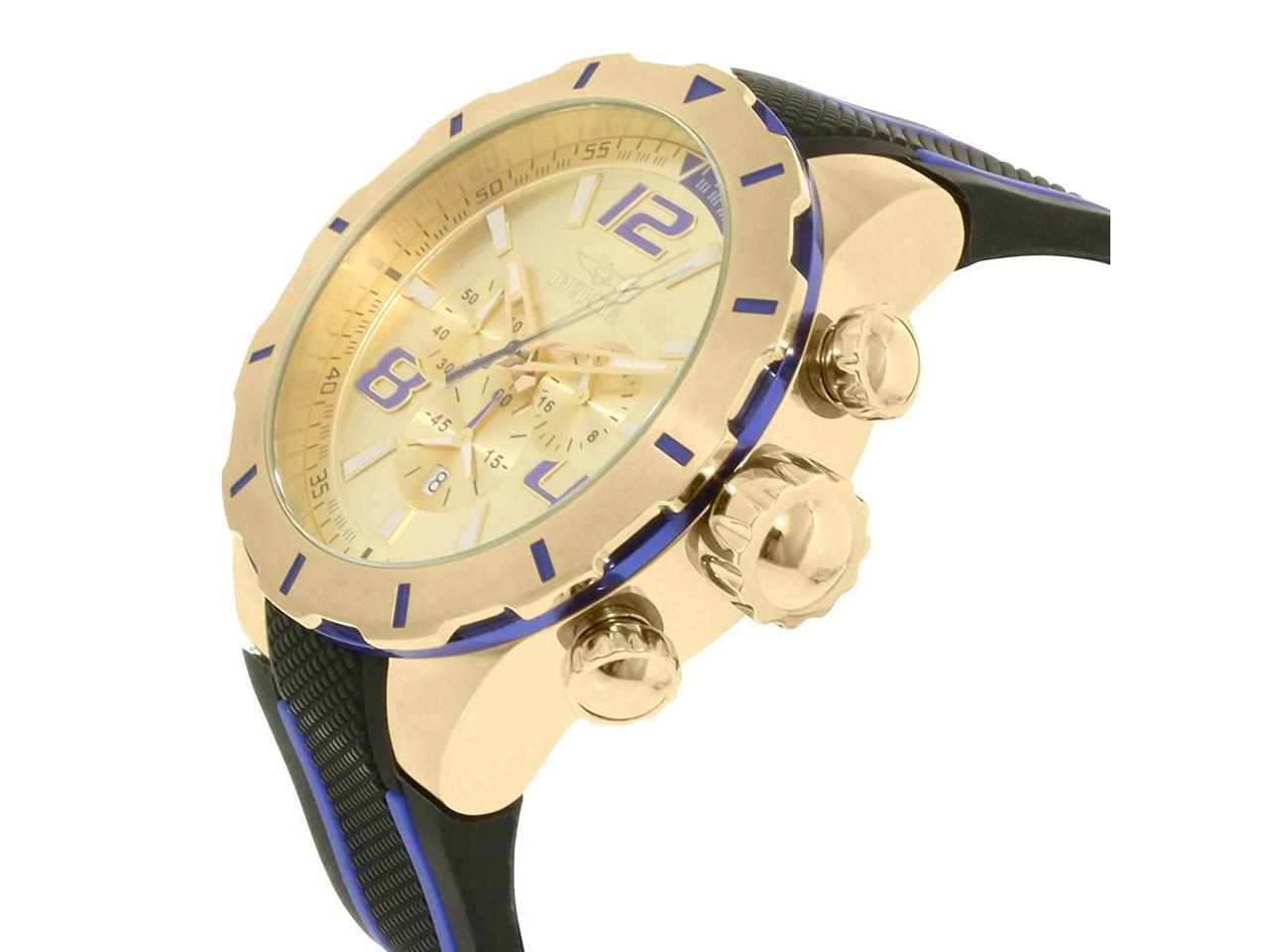 Invicta 20107 Men S S1 Rally Chrono Black Polyurethane Gold Tone Dial