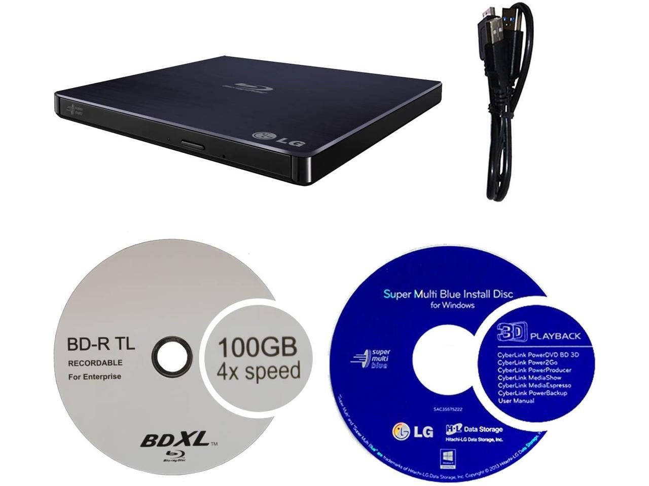 LG 6X WP50NB40 Ultra Slim Portable Blu Ray Burner Bundle With 100GB