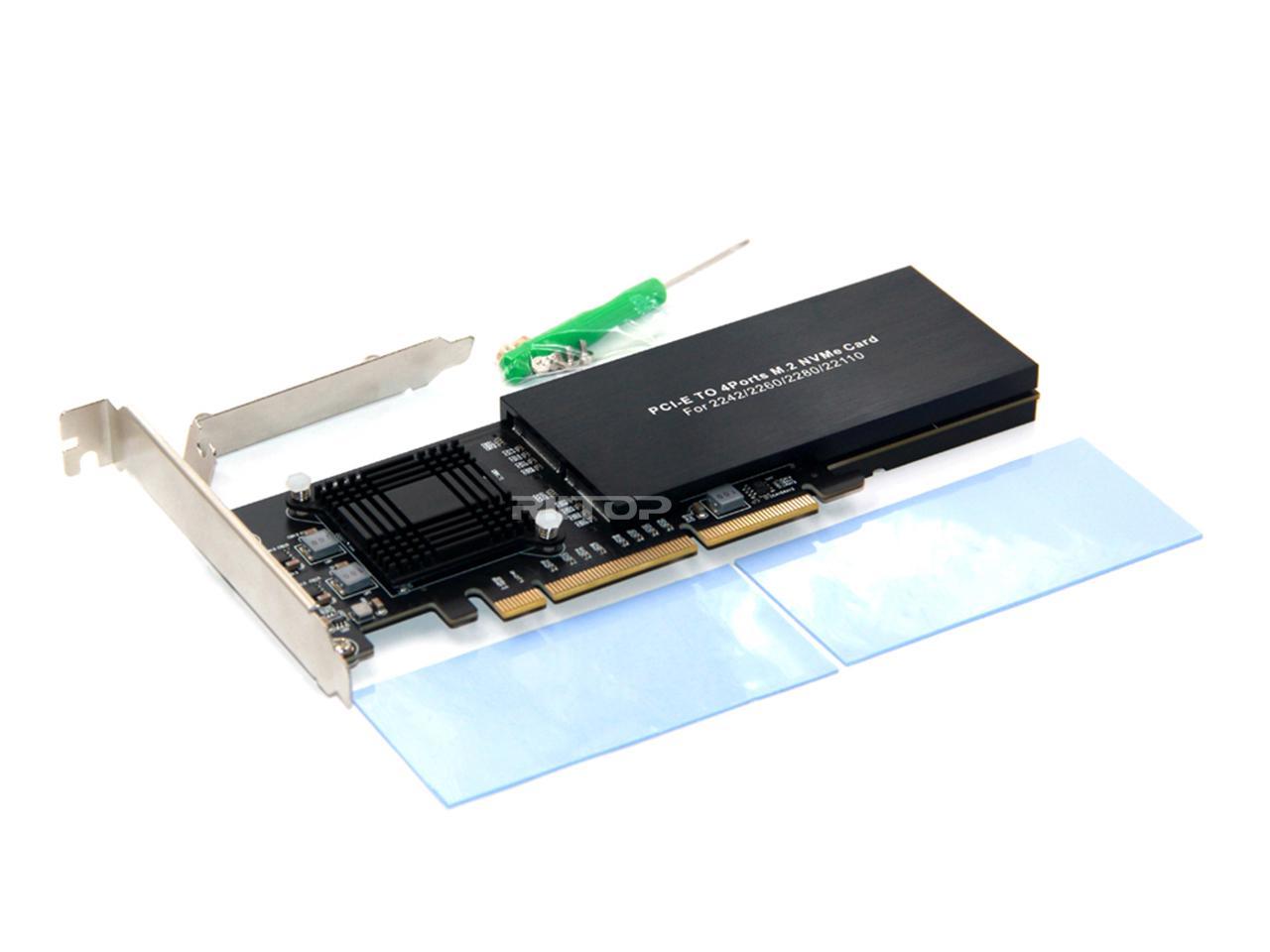 RIITOP 4 Ports M 2 NVMe To PCI E Express X16 Adapter Card RAID Support