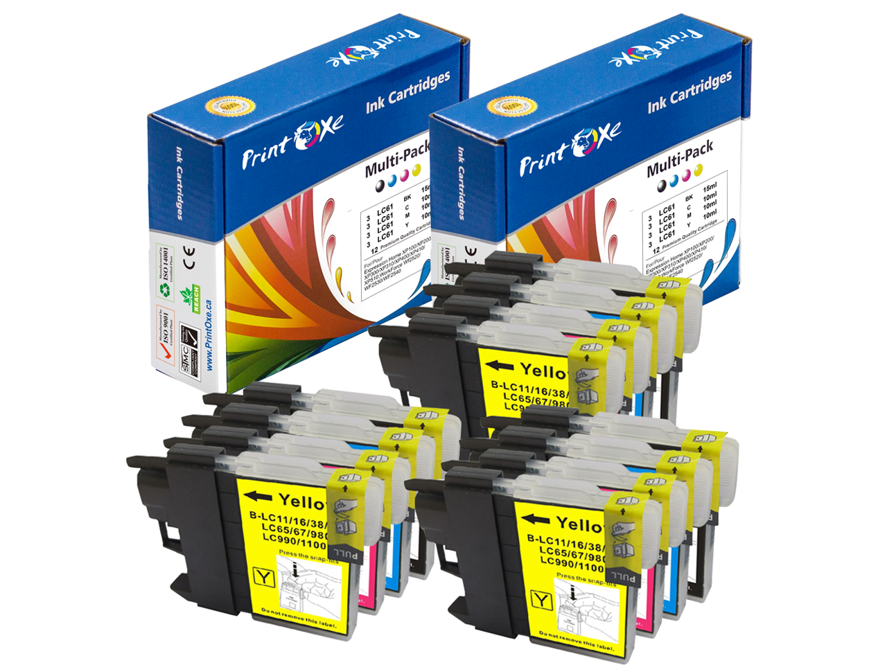 Brother LC 61 Compatible New 12 Packs Ink Cartridges 3 Large Black 3