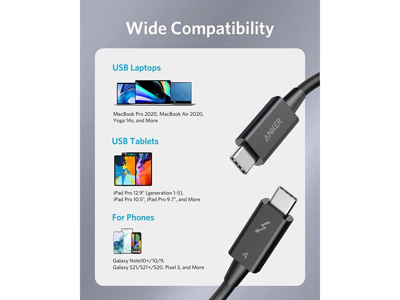 Anker Thunderbolt 4 Cable 2 3 Ft Supports 8K Display 40Gbps Data