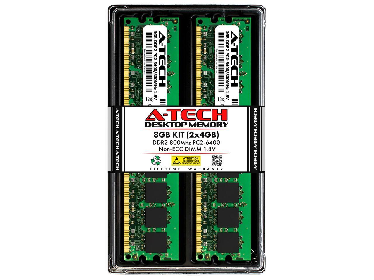 A Tech 8GB 2x4GB DDR2 800MHz DIMM PC2 6400 UDIMM Non ECC 1 8V CL6 240