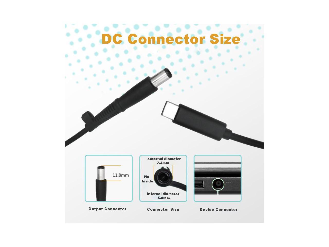 USB C Type C To 7 4mm 5 0mm Round Tip Charging Power Cable For Dell 65W