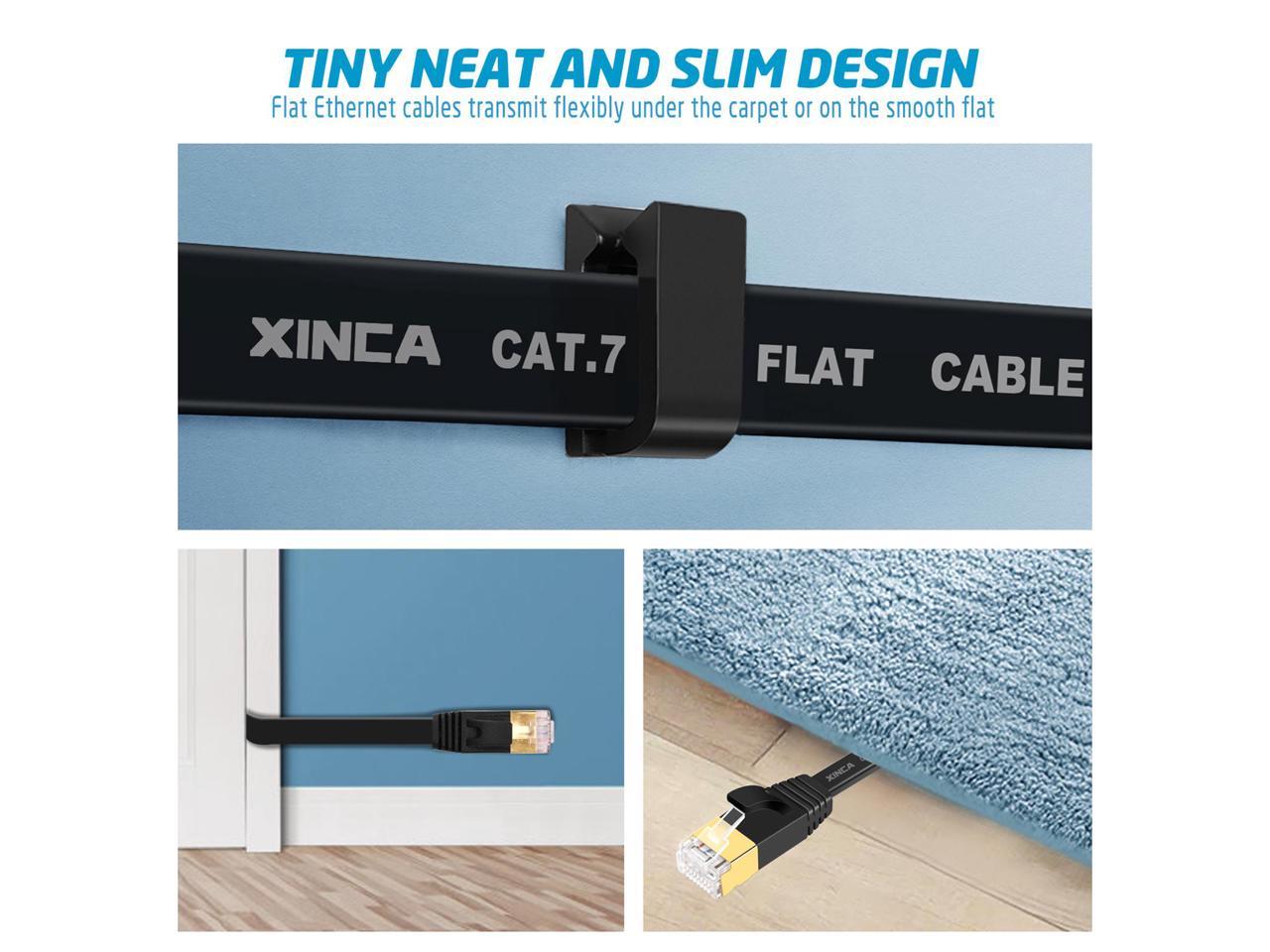 Xinca Cat Ethernet Cable Lnternet Network Flat Patch Cord Ft Black