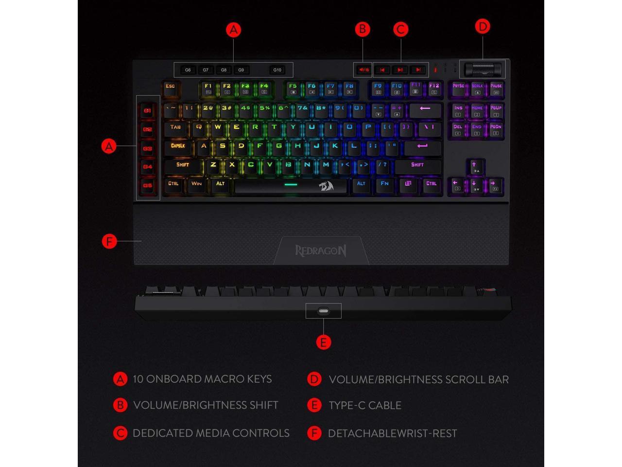 Redragon K596 Vishnu 2 4G Wireless Wired RGB Mechanical Gaming Keyboard