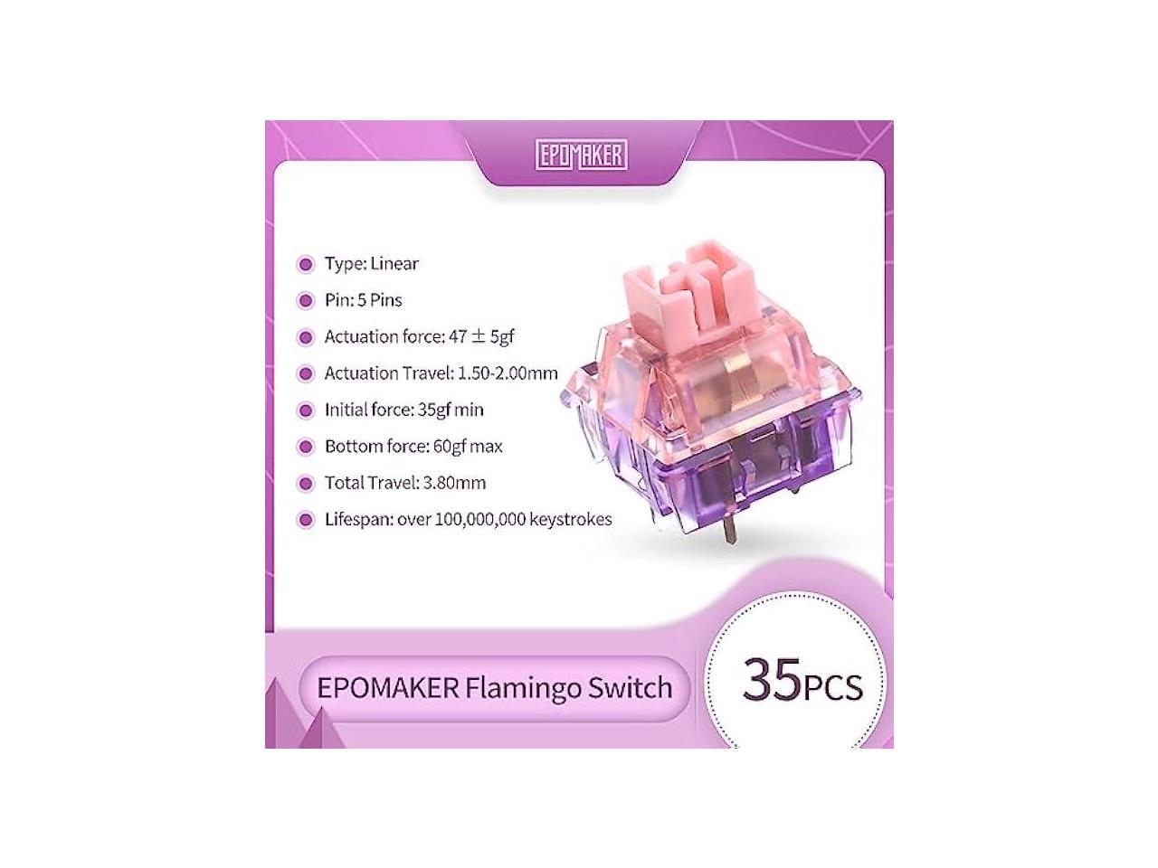 EPOMAKER Flamingo 35 Pieces 47gf Linear Mechanical Keyboard Switches