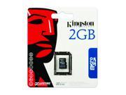 Kingston 2GB MicroSD Flash Card Single Pack - Card Only Model SDC/2GBSP - Retail