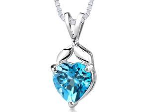 Oravo SP1954 3.00 CTW Heart Shaped Swiss Blue Topaz Pendant in Sterling Silver Oravo SP1954 3.00 CTW Heart Shaped Swiss Blue Topaz Pendant in Sterling Silver