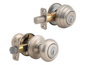 Kwikset 991J 15 SMT CP Juno Entry Knob and Single Cylinder Deabolt Combo Pack feat SmartKey in Satin Nickel Kwikset 991J 15 SMT CP Juno Entry Knob and Single Cylinder Deabolt Combo Pack feat SmartKey in Satin Nickel