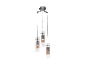 Access Lighting Spartan Pendant - 3 Light Brushed Steel Finish w/ Clear / Perforated Metal Band Glass Access Lighting Spartan Pendant - 3 Light Brushed Steel Finish w/ Clear / Perforated Metal Band Glass